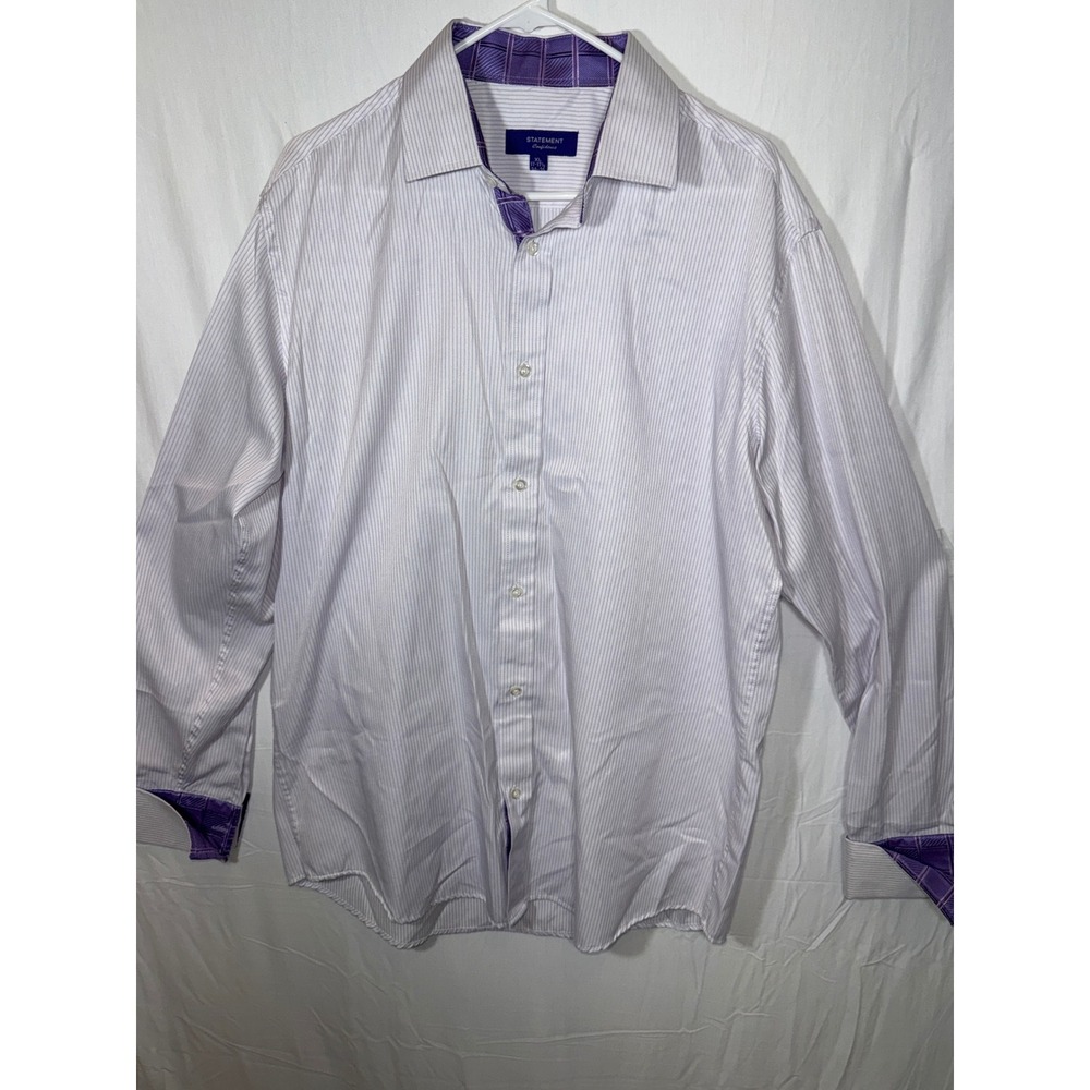 Statement Confidence Men's Purple‎ Striped dress Shirt business wear preppy
